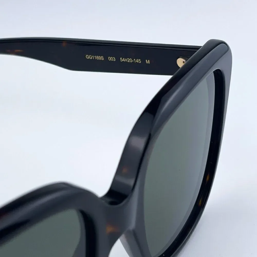 SALE! NEW Gucci GG1169S 003 Havana Green Square Oversized Women Sunglasses